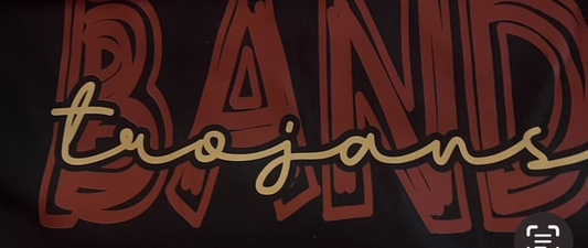 CABA Trojans Band Adult T-shirt, Long Sleeve T-shirt, and Hoodie- Burgundy with Gold Image