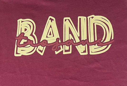 CABA Trojans Band Adult T-shirt, Long Sleeve T-shirt, and Hoodie- Gold with Burgundy Image